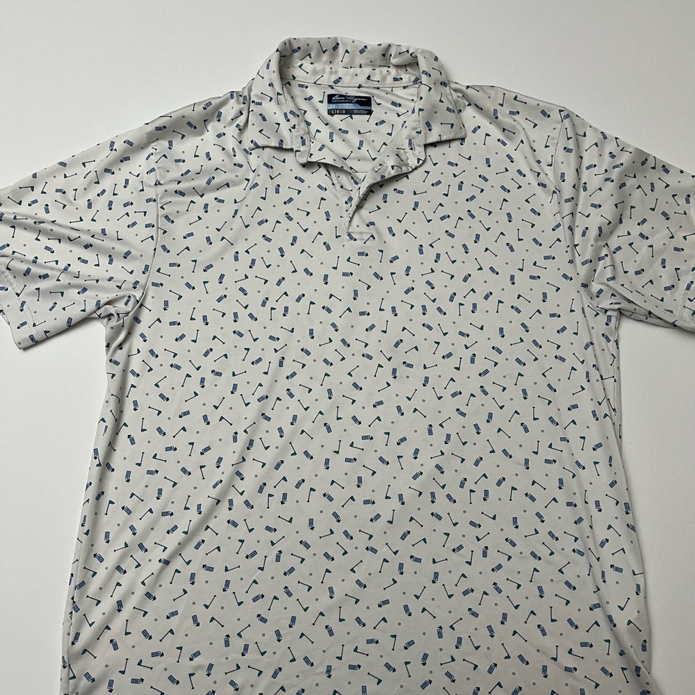 Hogan White Polo with Blue Geometric Design